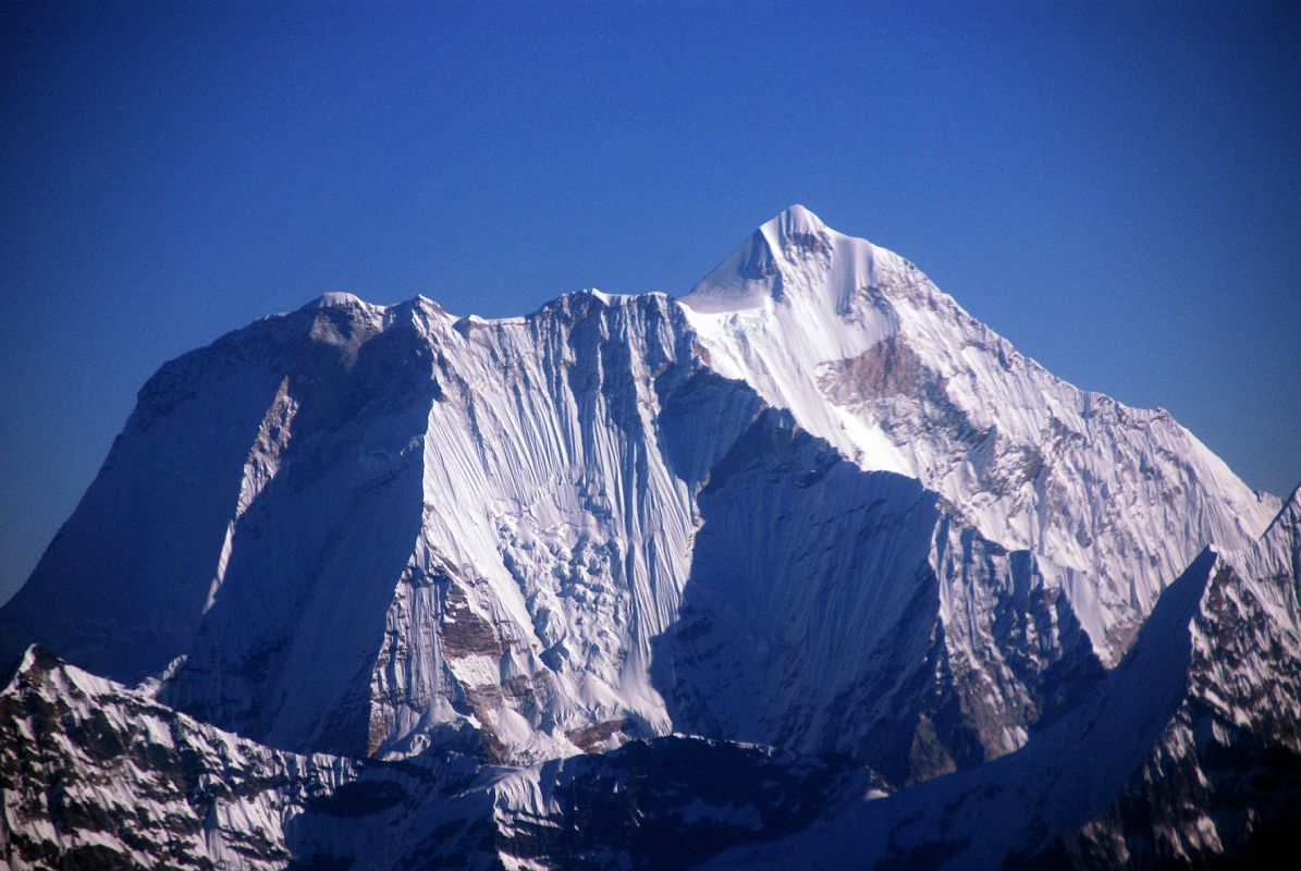 05 Menlungtse From Mountain Flight 2008 The best view of Menlungtse is from the Kathmandu Mountain Flight, this photo taken in 2008.